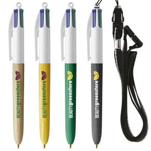 BIC® 4 Colours Wood Style with Lanyard - 3460001064-SP