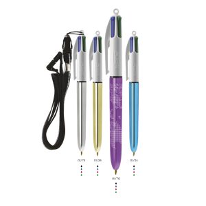 BIC® 4 Colours Shine bille + Lanyard - 3460001107-SP
