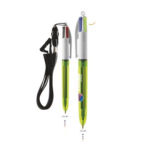 BIC® 4 Colours Fluo Bille + lanyard - 3460001116-SP