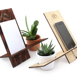 Support téléphone bois avec plante - Ref. IDBOIS03