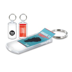 PORTE CLES TRANSPARENT PORTE-ETIQUETTE (anneau 25 mm) - Ref : POC716T
