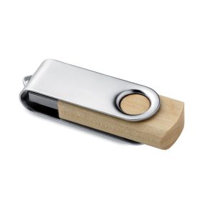 Clé USB avec corps en bois et capuchon métallique rotatif. Ref. - MO1201i